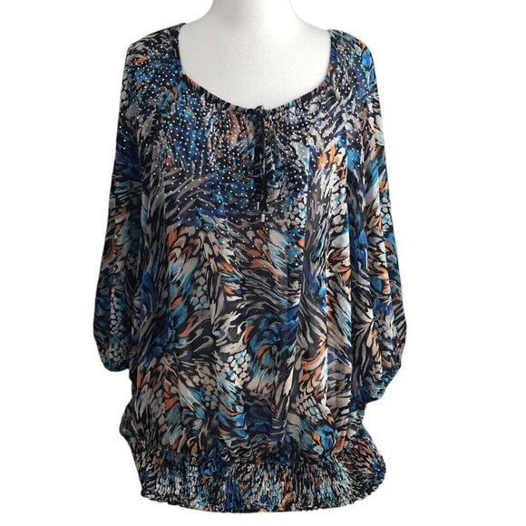 Alfani Fairy Grunge Black Floral Jeweled Blouse - Whimsigoth - Picture 1 of 14